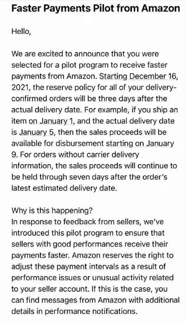 好消息！亞(ya) 馬遜回款日縮短11天，今日試行！-华体汇体育中心物流